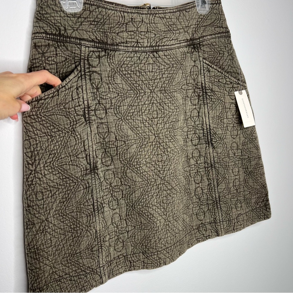 M21 NWT Anthropologie Pilcro Moss Embossed Mini Skirt - Picture 5 of 8